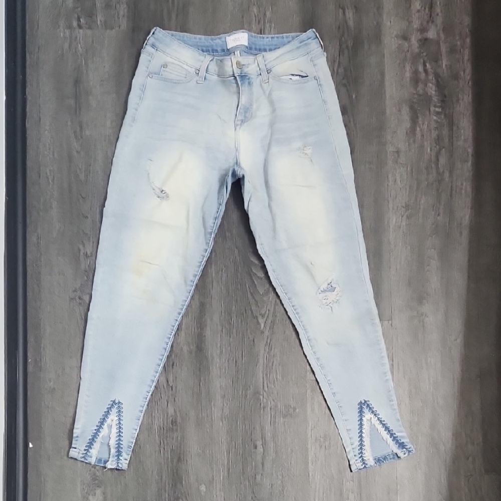 Celebrity Pink Light Blue Distressed Skinny Jeans